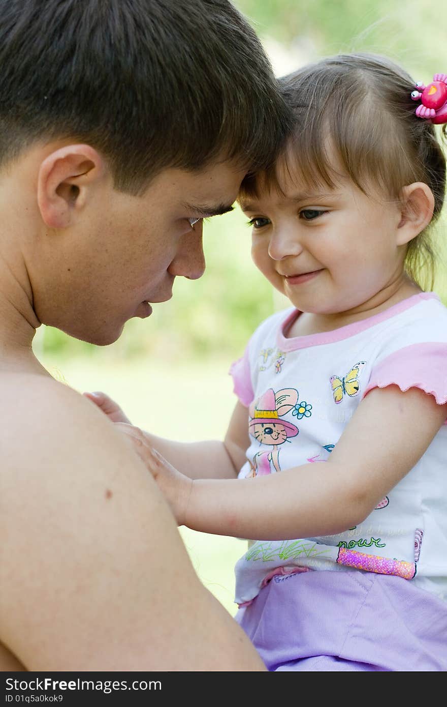 Father and daughter together, portrait. Father and daughter together, portrait