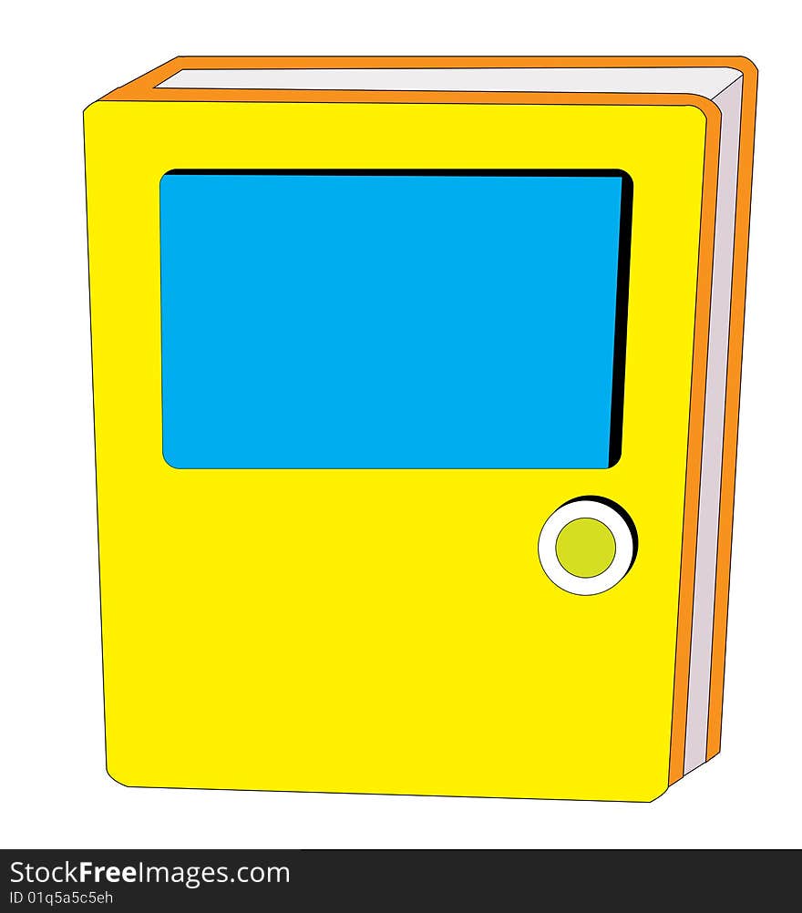 Brand new yellow hardcover book with blue window - insert your own design