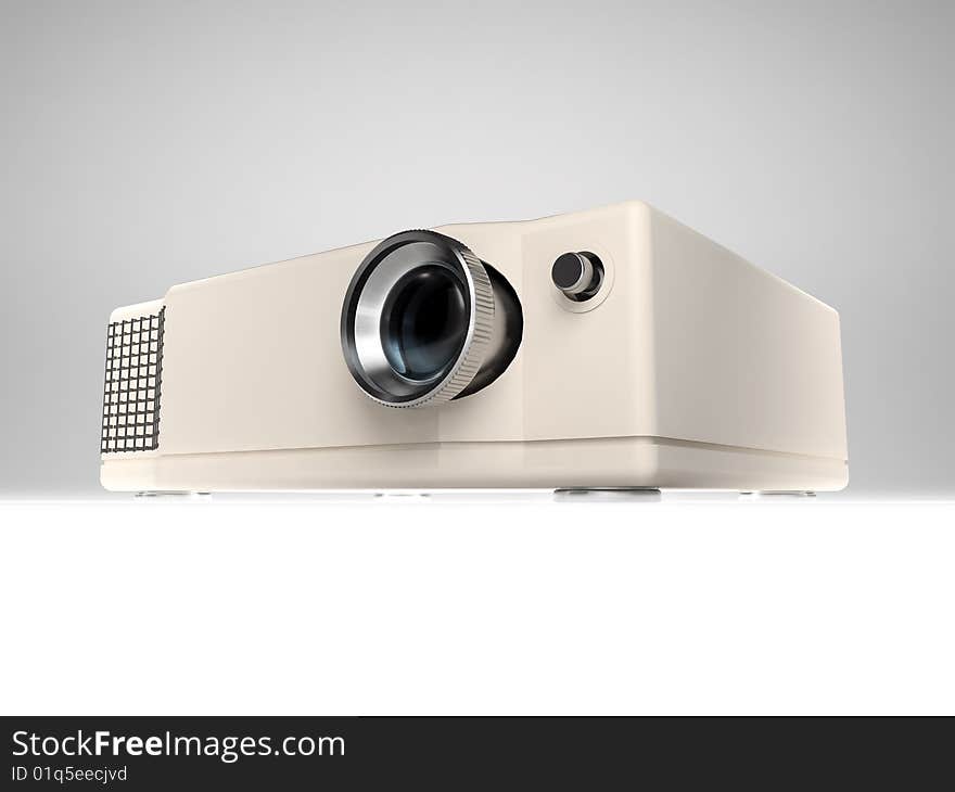 Modern projector on white isolated background