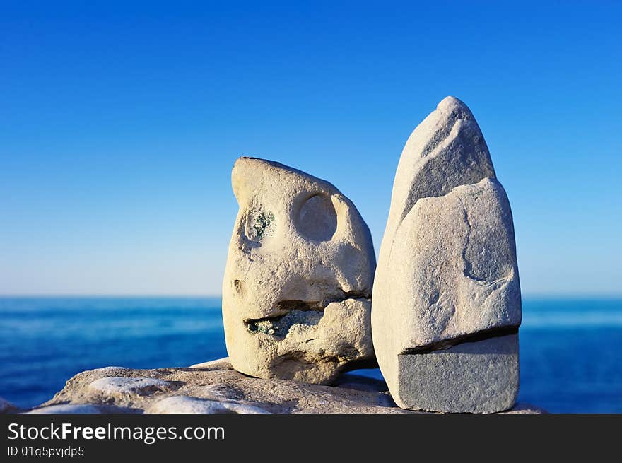 The sharp ends of gravel texture on the stones similar to idols. The sharp ends of gravel texture on the stones similar to idols