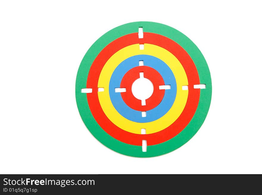 Colorful toy target made of rubber rings isolated. Colorful toy target made of rubber rings isolated