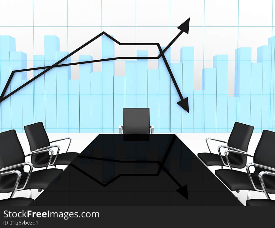 3d board room with chairs