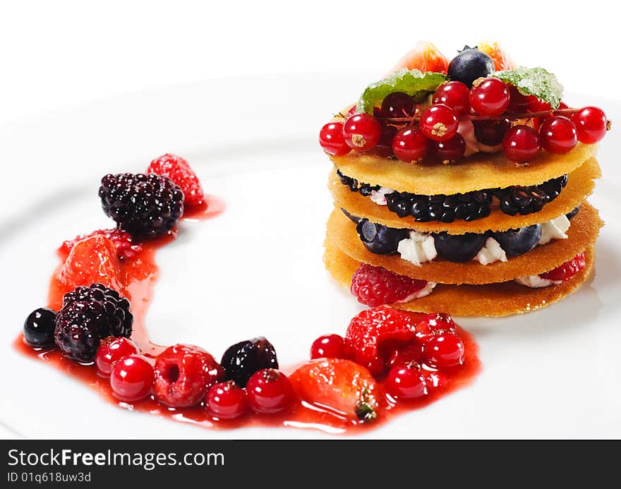 Dessert with Berries and Fresh Mint. Dessert with Berries and Fresh Mint