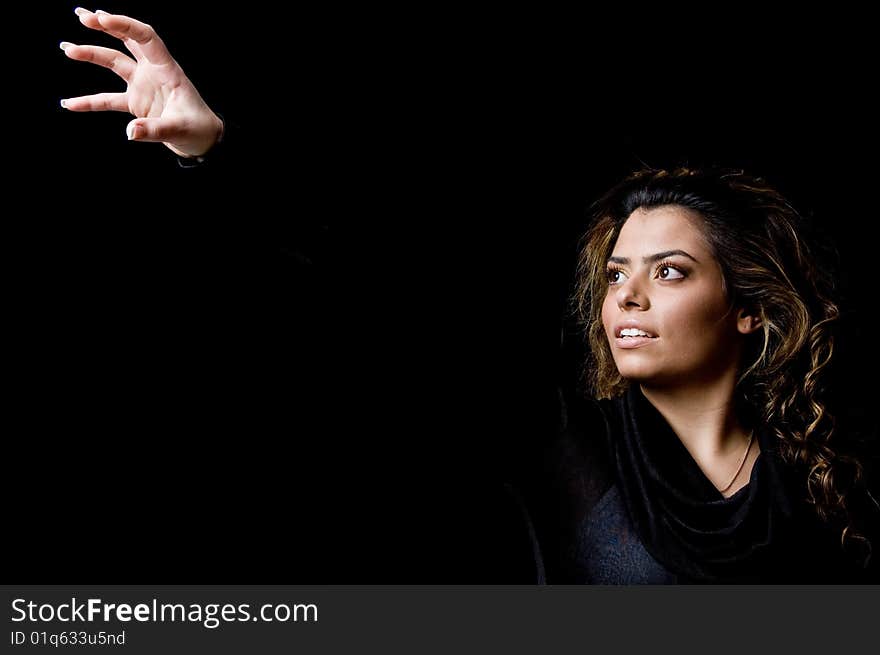 Portrait Of Beautiful Woman Showing Hand Gesture