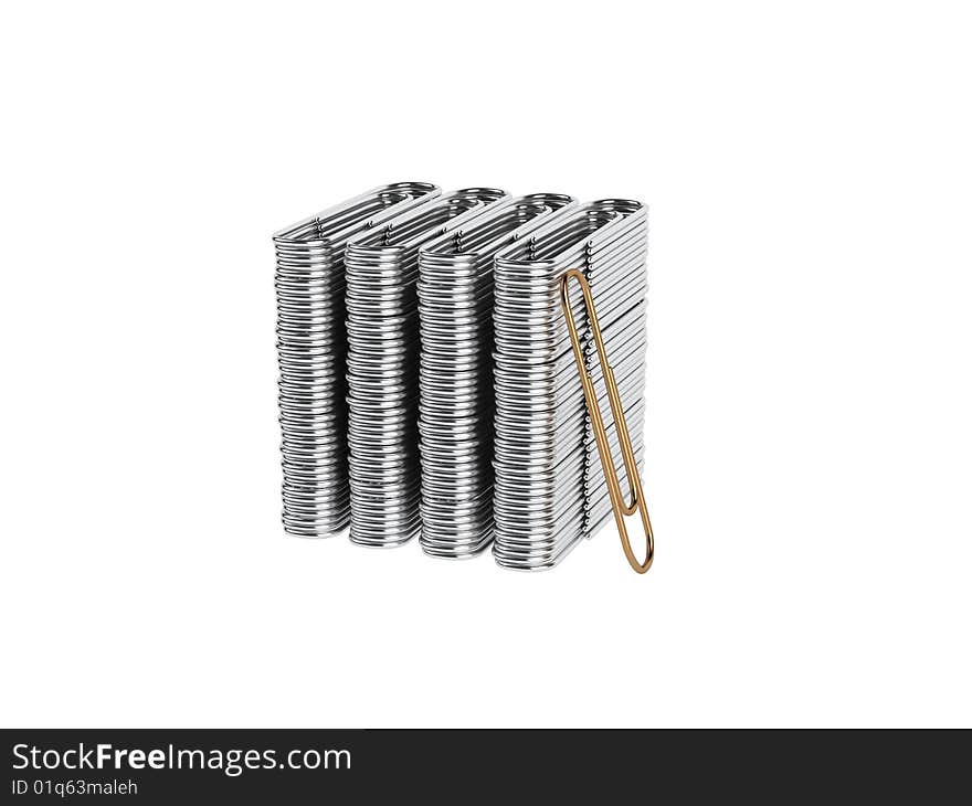 Rendered 3d isolated paper clips. Rendered 3d isolated paper clips