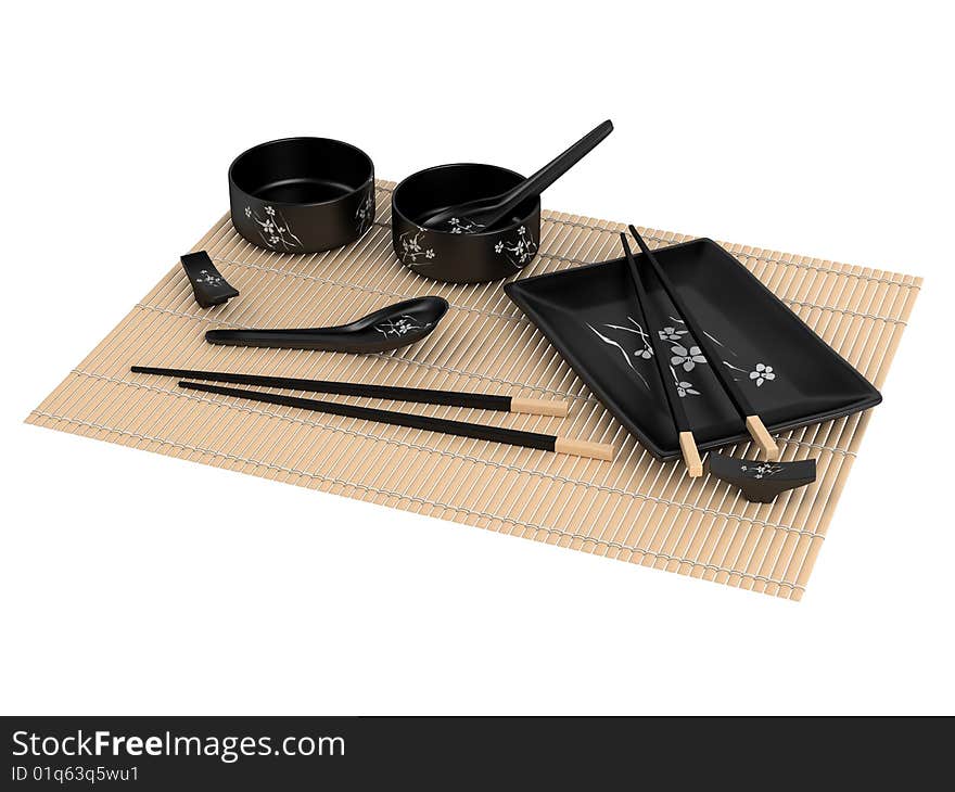 Rendered 3d isolated sushi utensil. Rendered 3d isolated sushi utensil