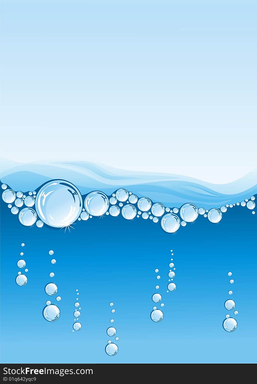 Water background with bubbles. Wave. ( illustration)