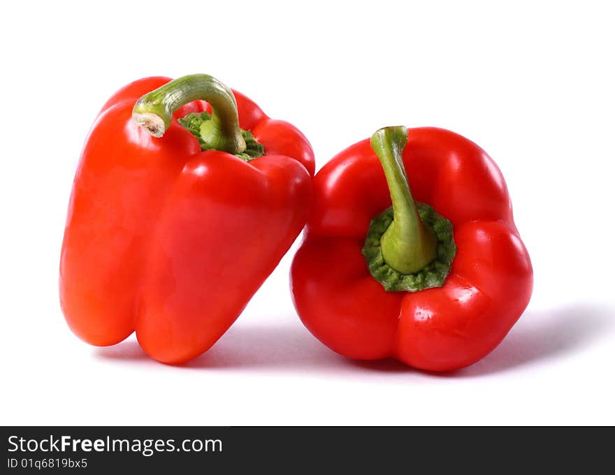 Two big red peppers