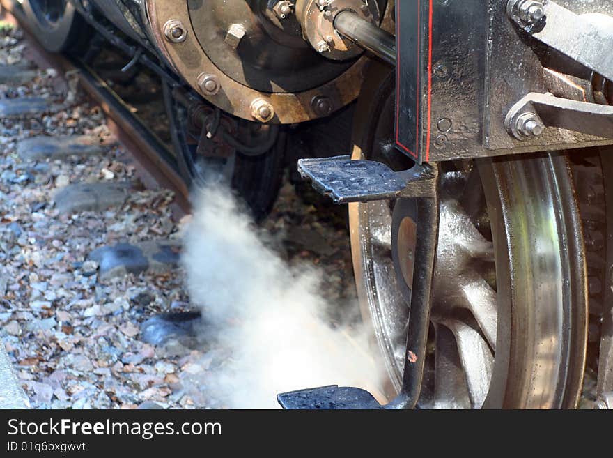 Detail photo of an old steam train