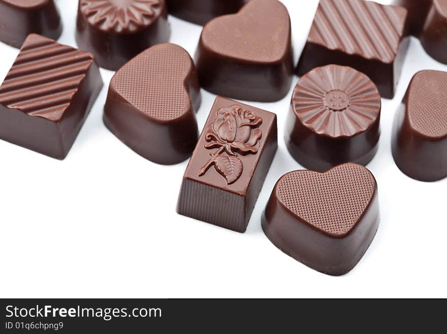 Chocolate candies isolated