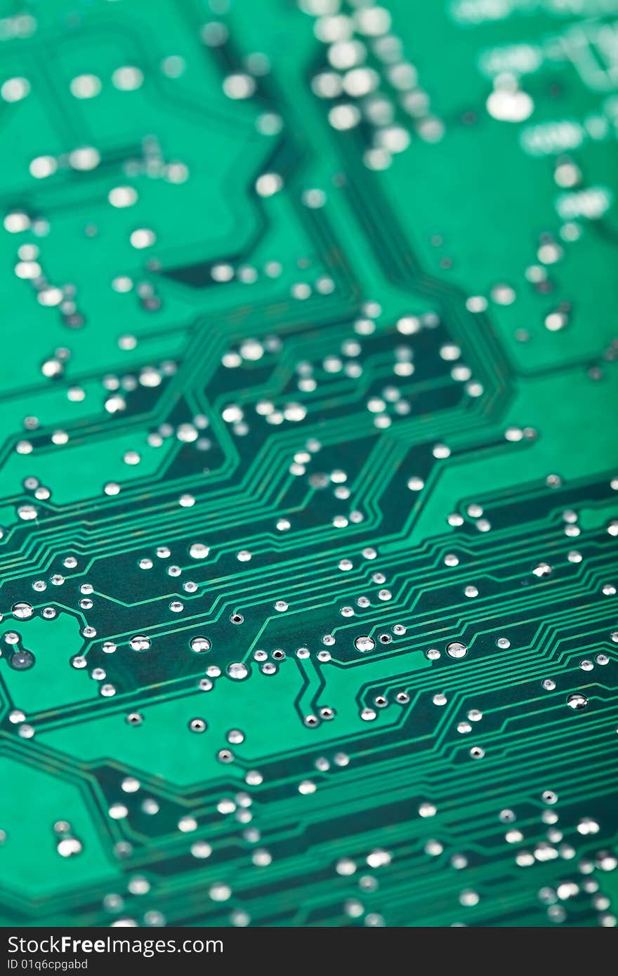 Macro of green electronic circuit board