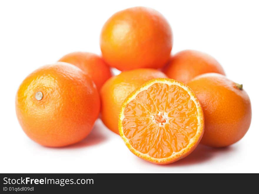 Ripe mandarins isolated over white