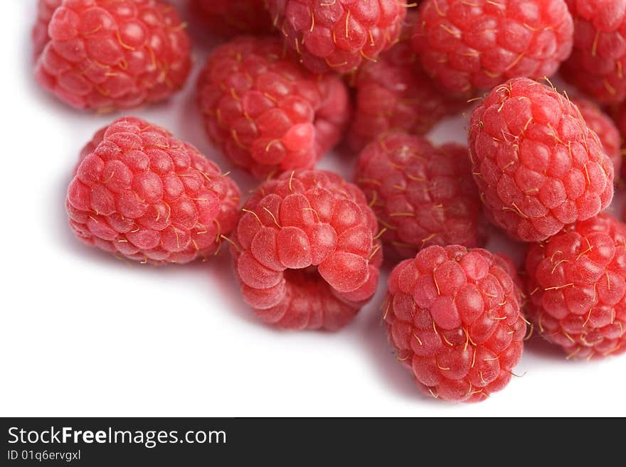 Fresh raspberries background isolated