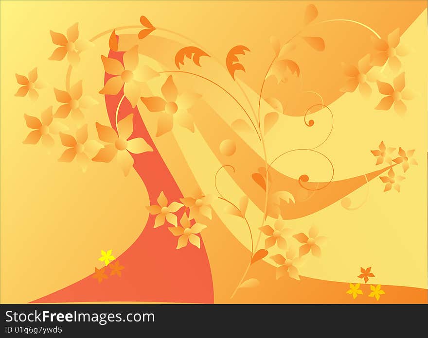 Illustration with yellow flower background. Illustration with yellow flower background