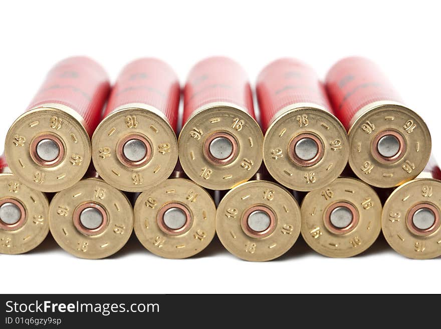 Shotgun cartridges isolated over white