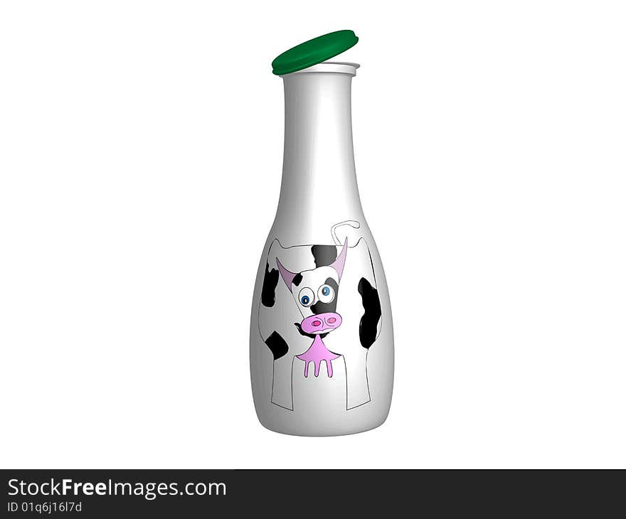 Simple milk bottle illustration with cow picture