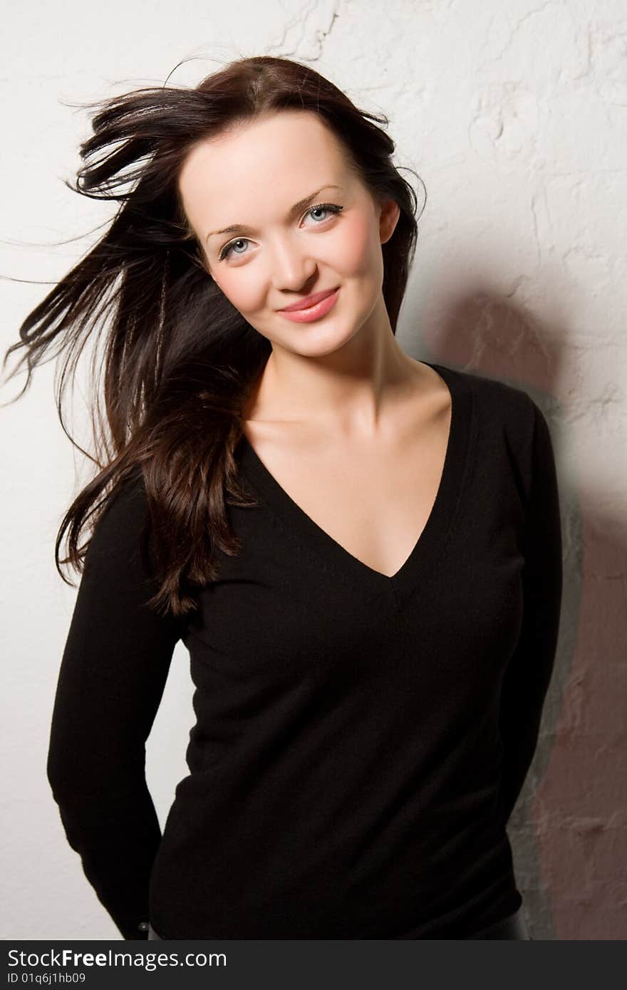 The young beautiful woman, portrait in studio. The young beautiful woman, portrait in studio