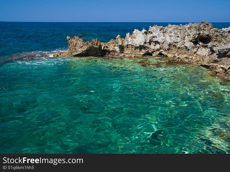 Colorful sea at sunny day