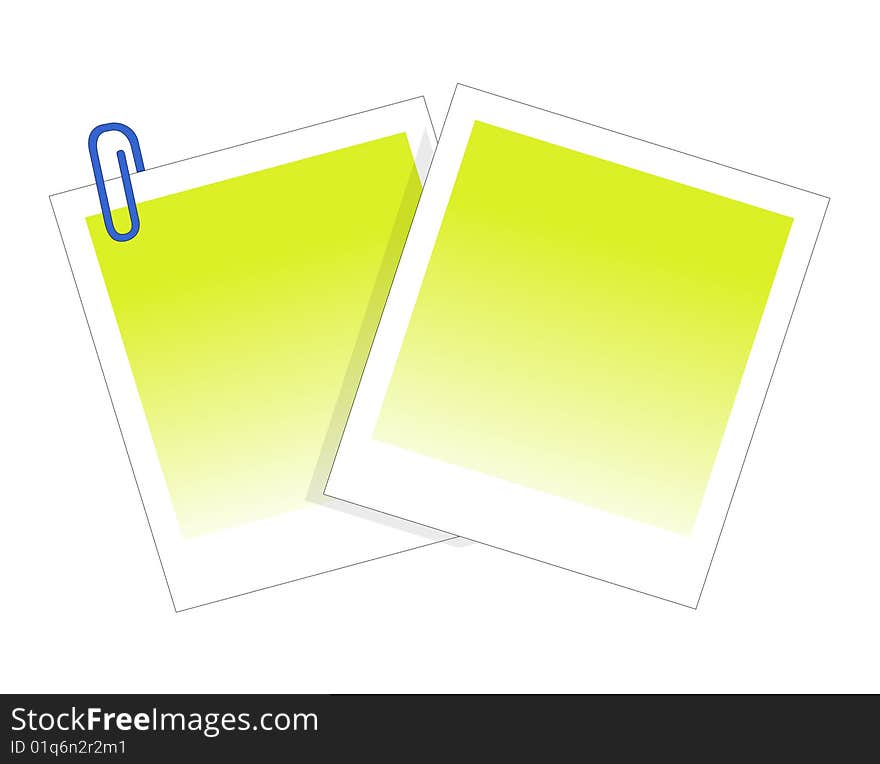 Post-It Note and Clip. Isolated on White with Clipping Path