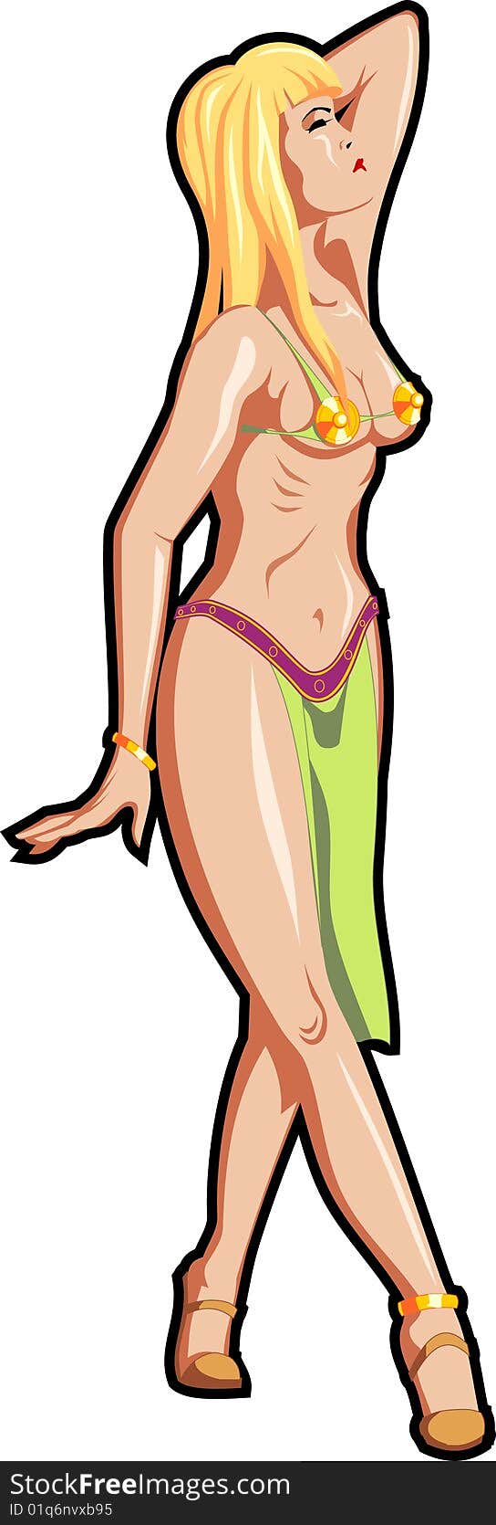 Vector illustration of a striptease girl