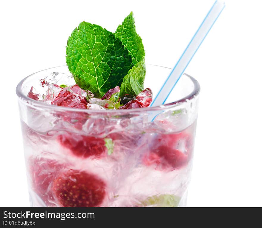 Cocktail - Strawberry Mojito with Mint and Fresh Berries. Cocktail - Strawberry Mojito with Mint and Fresh Berries