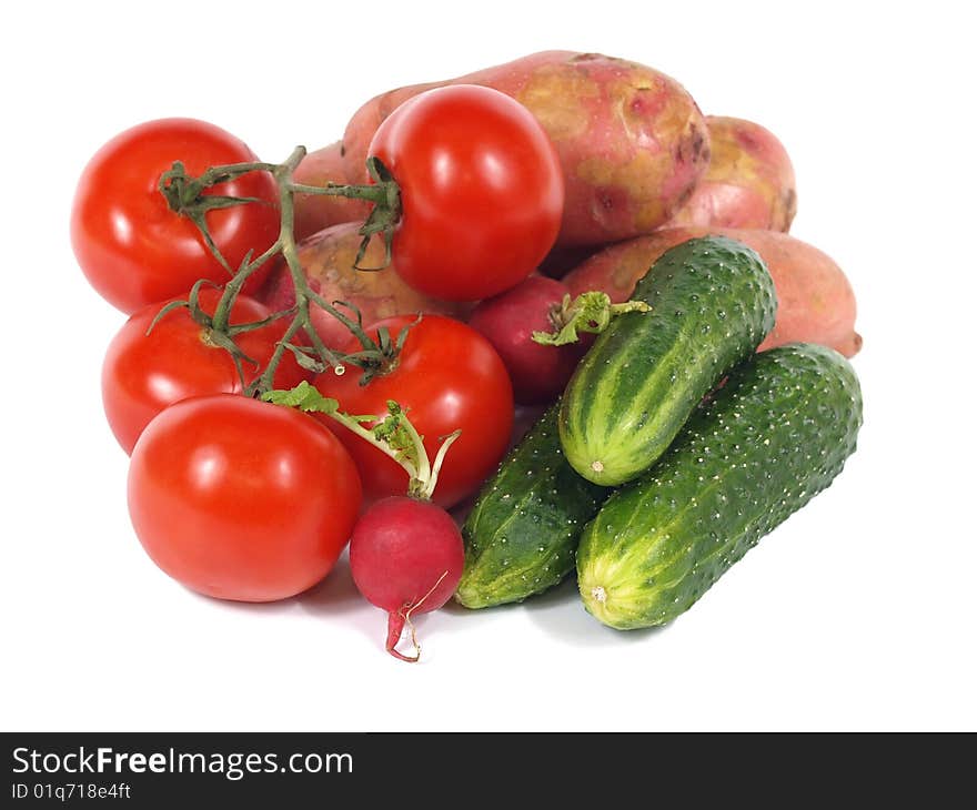 Fresh vegetables isolated on white background