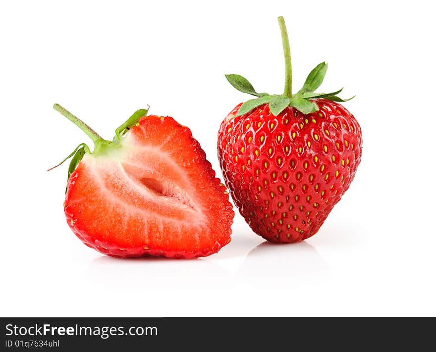 Fresh and tasty strawberries  on white background