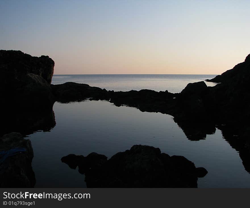 Wonderful sunset in the sea of Sicily