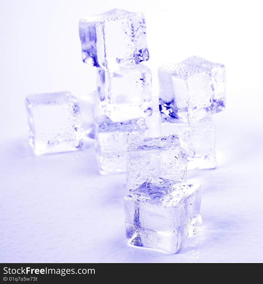 Stack of ice cubes close up