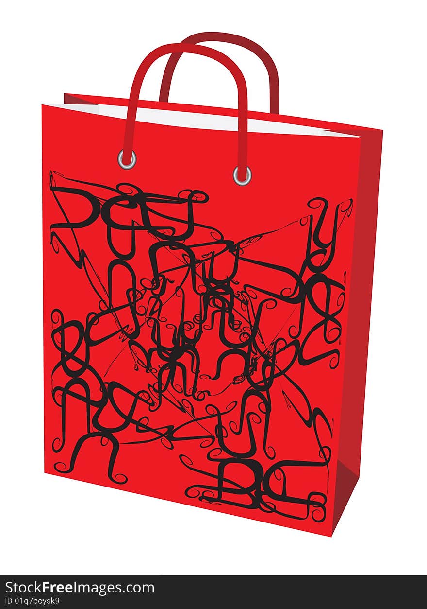 Red paper bag for shopping