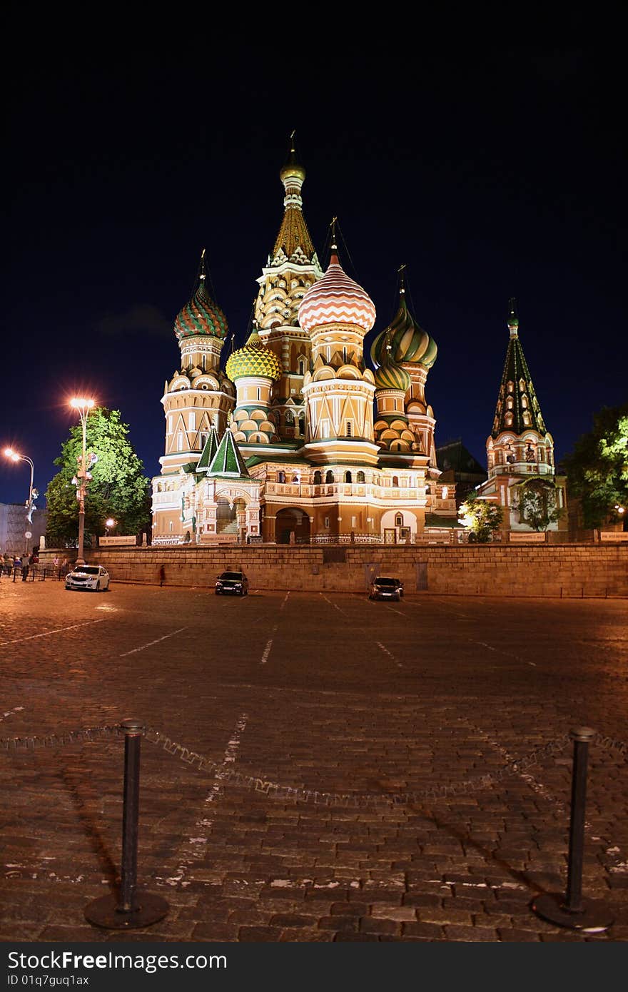 Moscow cathedral at night