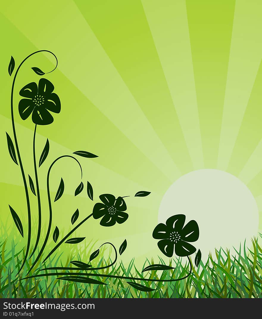 Ecological green background. Vector illustration