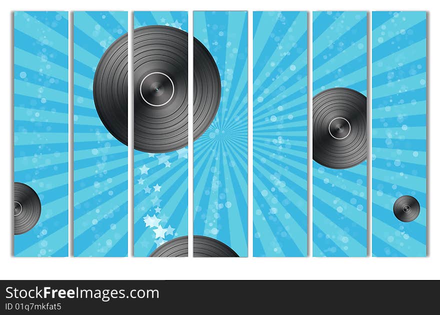 Vinyls on blue background illustration. Vinyls on blue background illustration