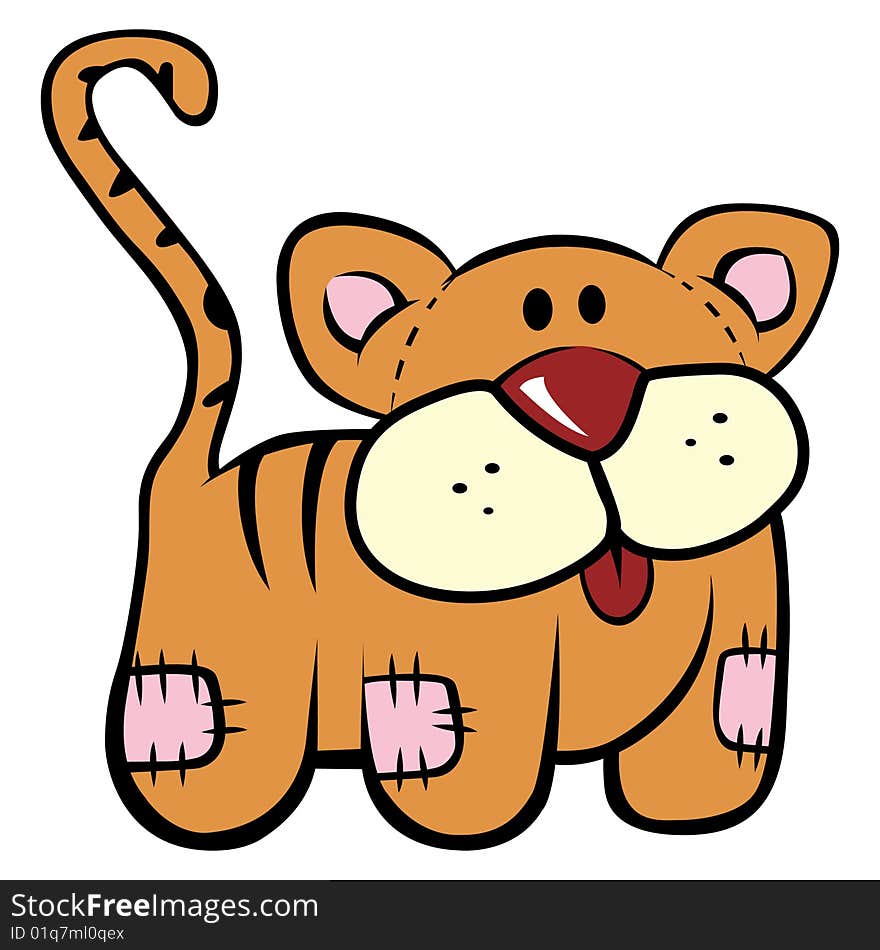 Cartoon illustration of a plush kitten toy