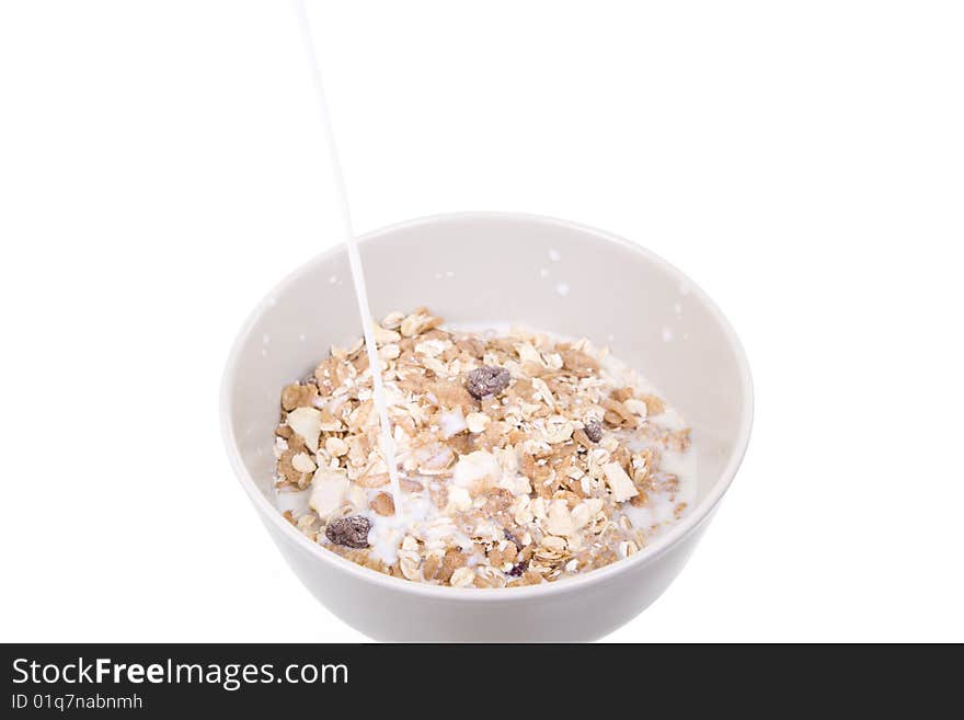 Bteakfast muesli isolated on white