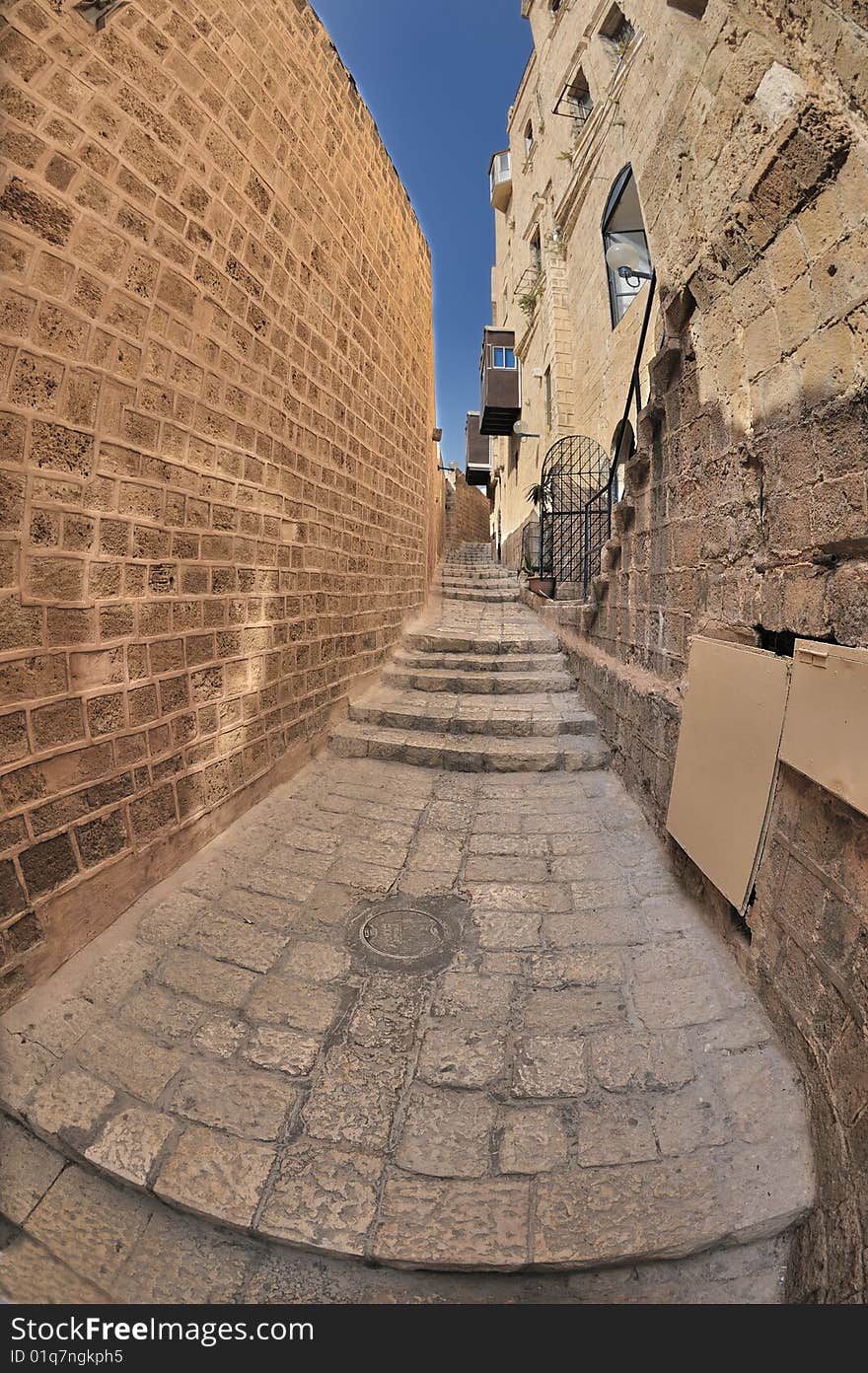 Narrow street of Jaffa old town, Israel