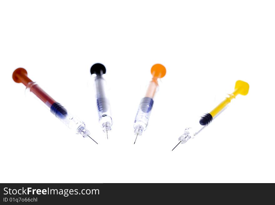 Color syringe on white  background