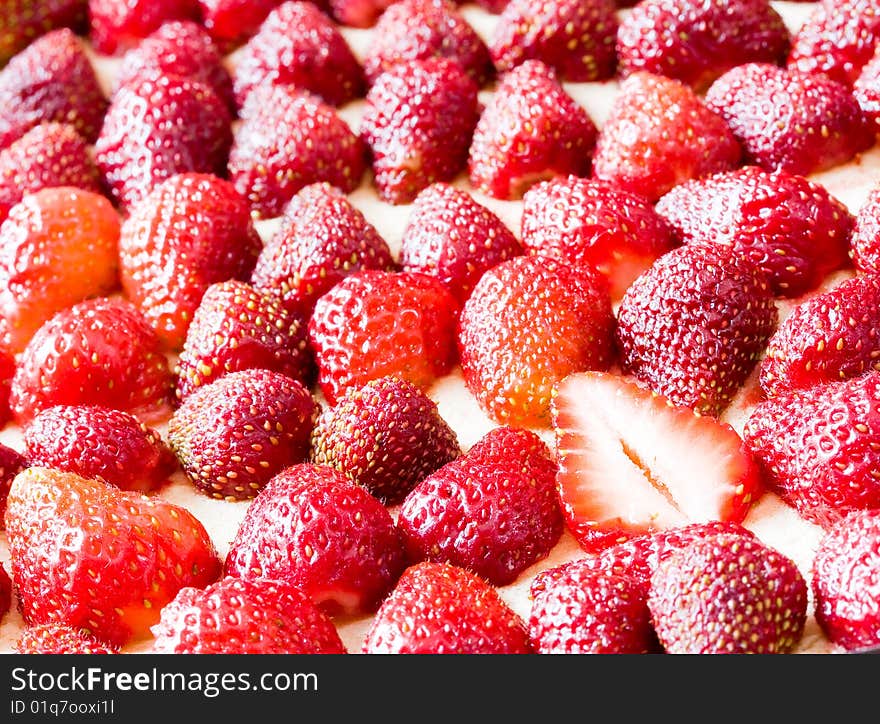 Close up of delicious looking strawberry fruit cake. Close up of delicious looking strawberry fruit cake