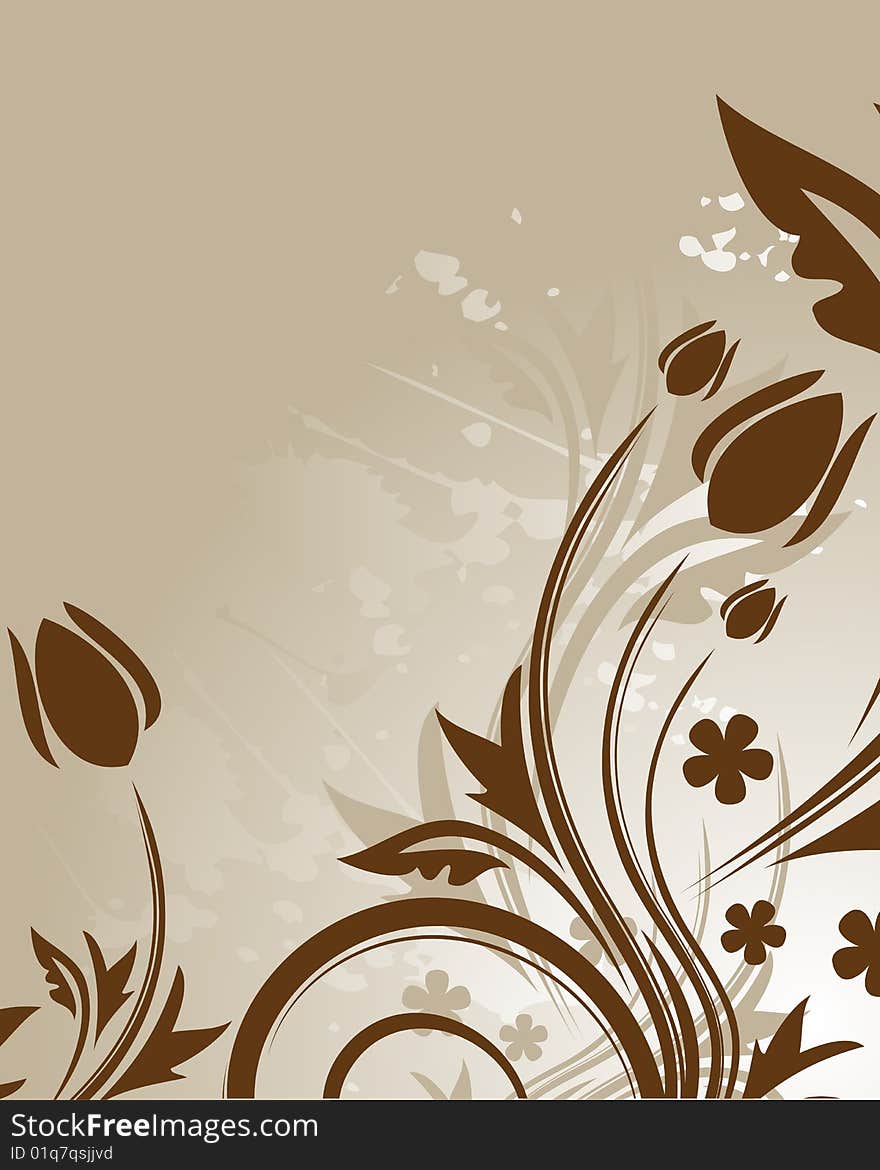 Brown floral background with place for your text