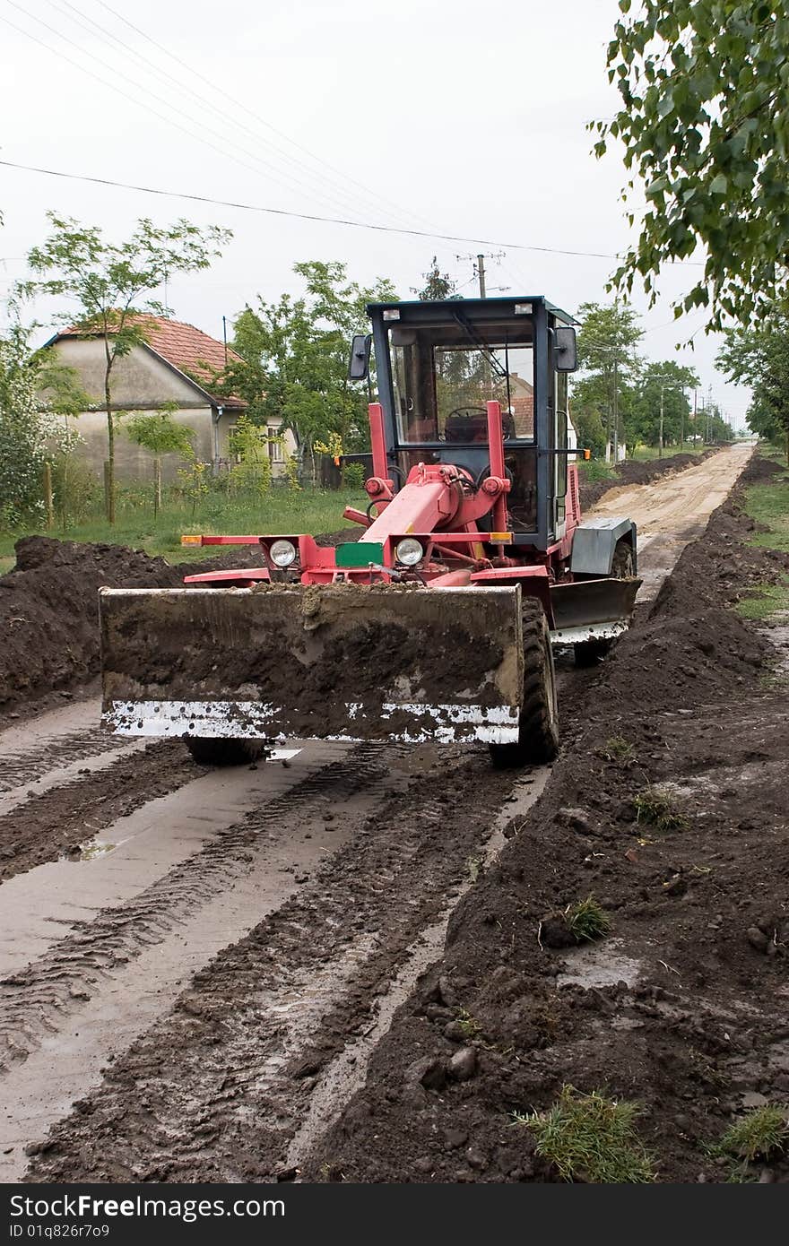 Grader working on new Street