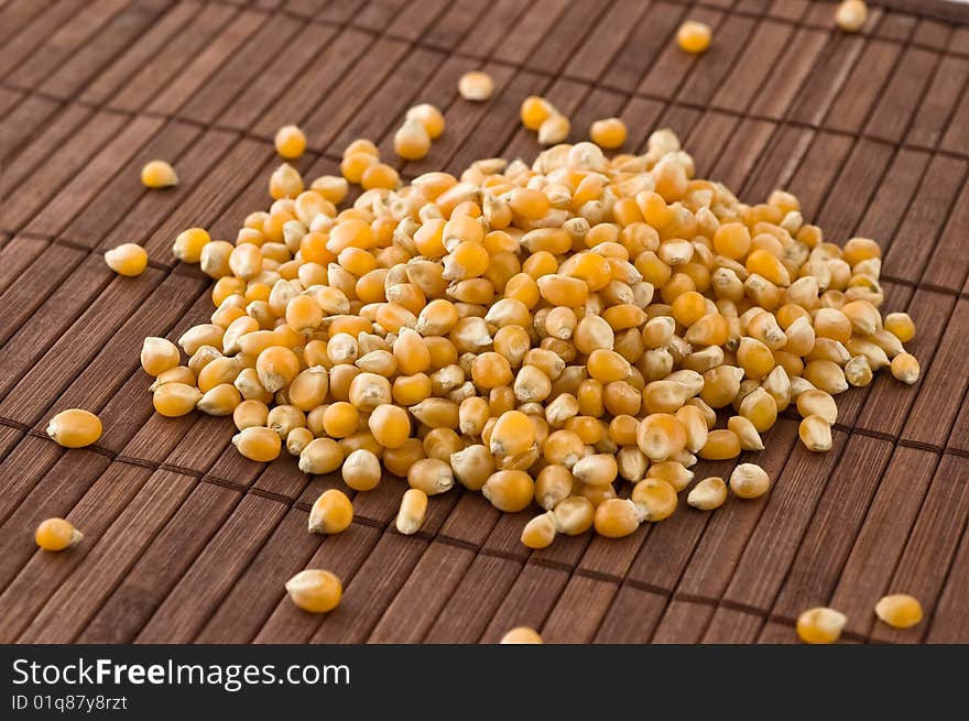 Corn Kernels On Bamboo Mat