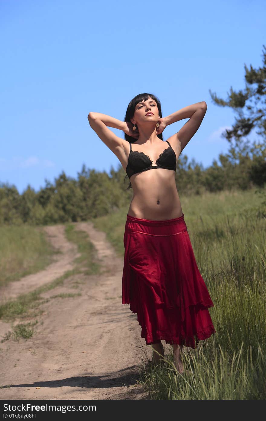 Young attractive woman summer portrait