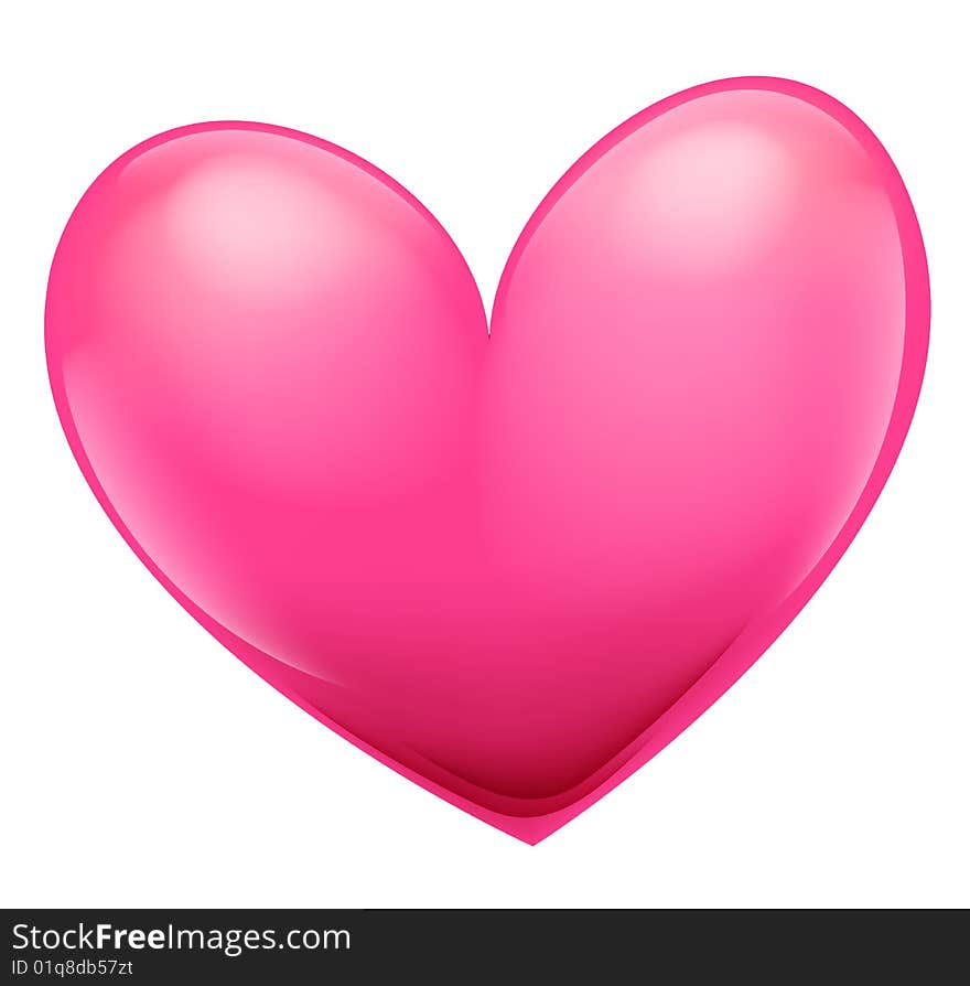 A pink heart isolate on the white background