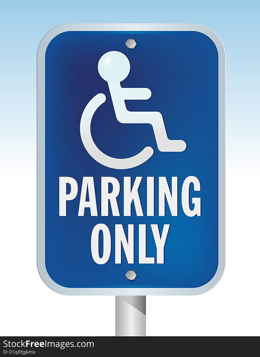 Stylish 3D illustration of disabled parking sign. Easy-edit file.