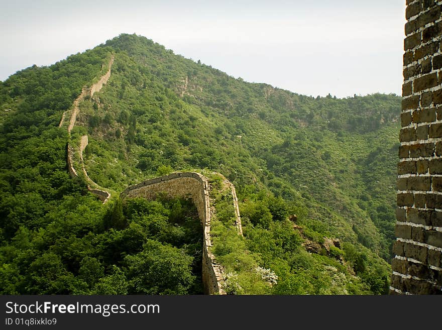 Unrestored section of the great wall in hebei province. Unrestored section of the great wall in hebei province