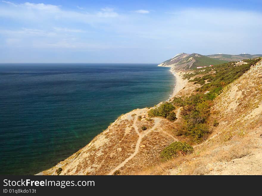 Beach, mountains and the sea. Landscape. Beach, mountains and the sea. Landscape