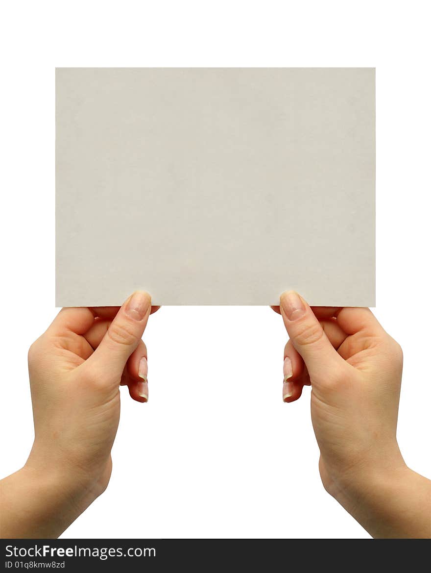 A card blank in a hand