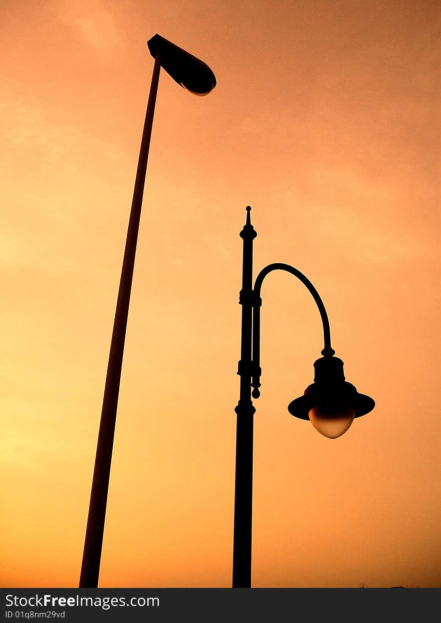 Streetlamp in the orange sky