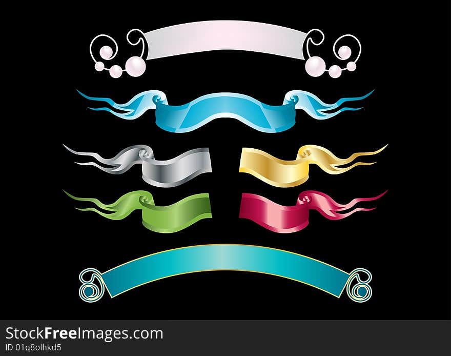 A set of banners and ribbons of different colors. A set of banners and ribbons of different colors