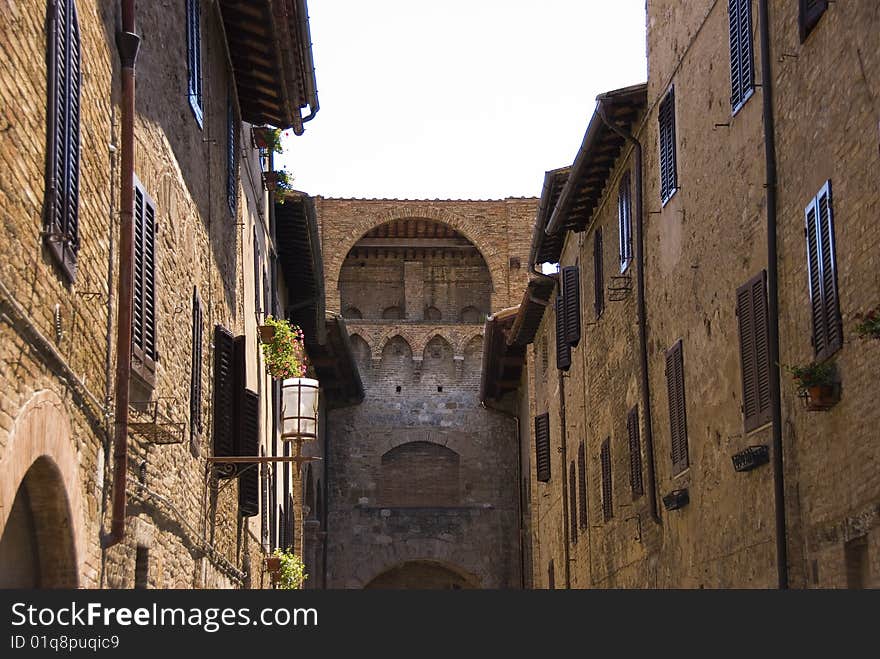 Ancient houses in the city of Volterra, Tuscany